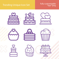 Simple set of home baking related lineal icons.