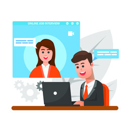 online job interview vector illustration