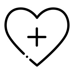 Obraz premium Pixel perfect heart with add mark line icon. vector illustration