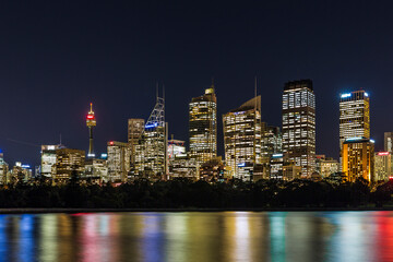 Fototapeta na wymiar Beautiful Sydney downtown skyline at night, NSW, Australia.