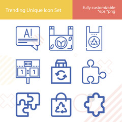 Simple set of clue related lineal icons.