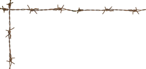 Rusty barbed wire isolated on a white background