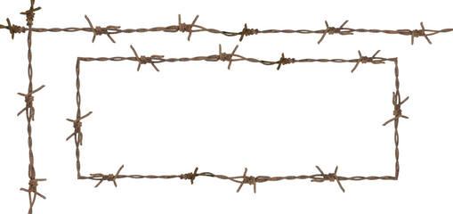 Rusty barbed wire isolated on a white background
