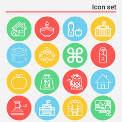 16 pack of firm  lineal web icons set