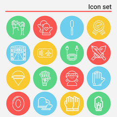 16 pack of fighter  lineal web icons set