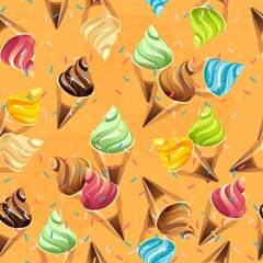 ice cream cone seamless pattern