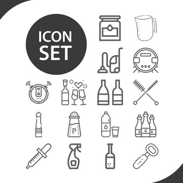 Simple set of flask related lineal icons.