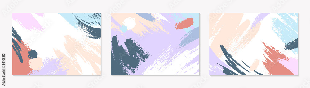 Wall mural universal modern collages with copy space for text.modern vector layouts with hand drawn brush strok