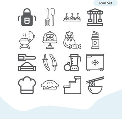 Simple set of dense related lineal icons.