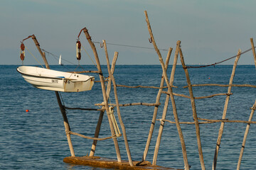 Fototapeta premium Traditional storage of fishermen boats in Croatia