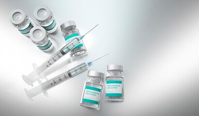 Syringe and influenza vaccine and syringe with copy space	
