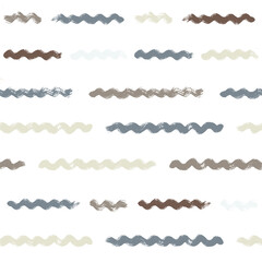 Obraz premium Wave stripes pattern, grunge sea stripe seamless background, brown and grey hand drawn brush strokes. vector grungy stripes, paintbrush line backdrop