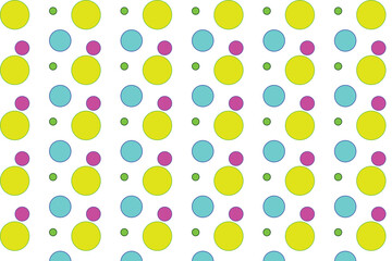 Seamless pattern of colorful dots on a white background