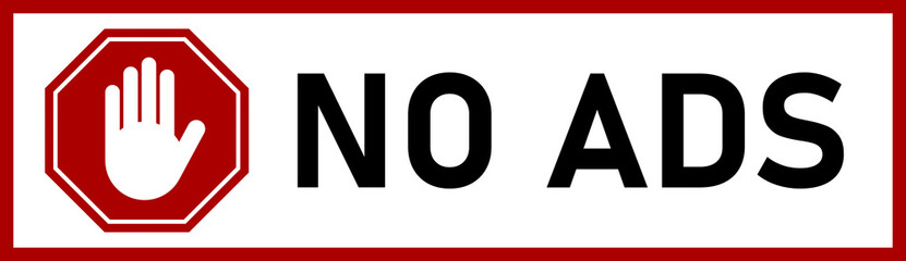 Obraz premium No Ads Rectangular Warning Sticker Sign for Post Mail Box with Text and Stop Hand Icon. Vector Image.