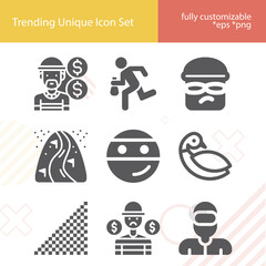 Simple set of dip related filled icons.