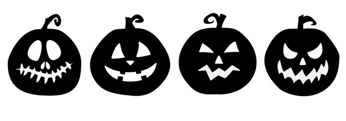 Lantern silhouette set. Black jack-o-lantern set vector. Isolated lanterns.