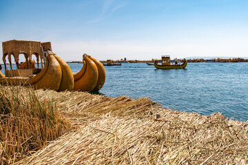 ペルー、チチカカ湖のウロス島