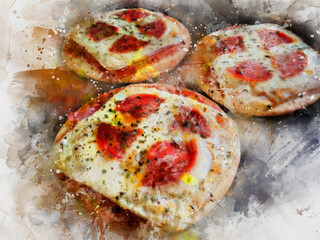 Little pizzas in artistic format