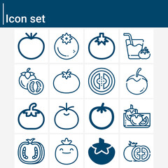 Simple set of love apple related lineal icons.