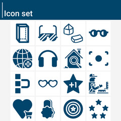 Simple set of rectangular related filled icons.