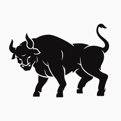 Vector bull silhouette isolated on white. Symbol of new year 2021 according to the eastern calendar. Cattle illustration. Bull icon. Eps 10