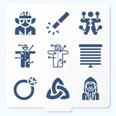 Simple set of 9 icons related to deception