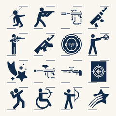 Simple set of shooting related filled icons.