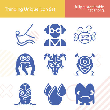 Simple set of humor related filled icons.