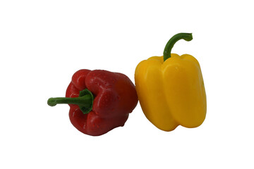 Red and yellow peppers and isolated on white background
