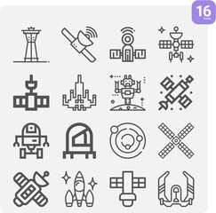 Simple set of nasa related lineal icons.