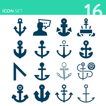 Simple set of 16 icons related to tv reporter