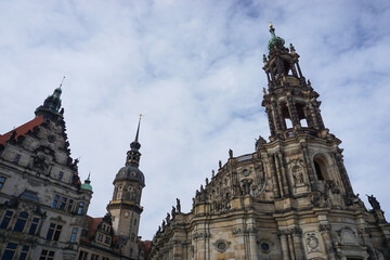 Fototapeta na wymiar The Cathedral of the Holy Trinity in the old town of Dresden. It is the most important catholic church in the city.