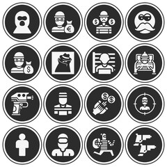 16 pack of thief  filled web icons set