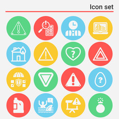 16 pack of uncertainty  filled web icons set