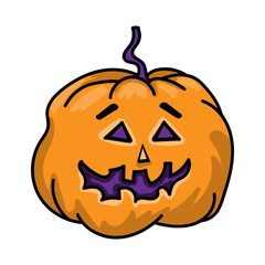 Halloween spooky pumpkin single clipart element, vector