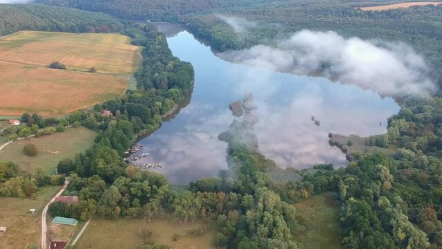 Aerial view of lake Hermann Otto in Hungary