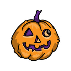 Halloween spooky pumpkin single clipart element, vector