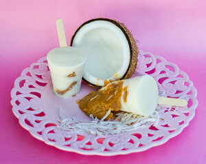 helado, coco, dulce de leche