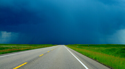 Fototapeta premium Alberta, Canada - Storm over Highway 36 to Castor