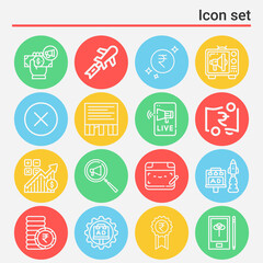 16 pack of quarters  lineal web icons set