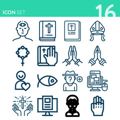 Simple set of 16 icons related to adherents