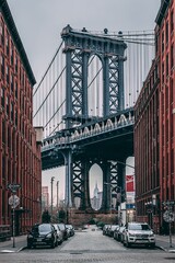 Washington Street and the Manhattan Bridge in DUMBO, Brooklyn, New York City