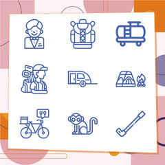 Simple set of 9 icons related to outside