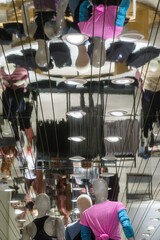 Mannequins wearing workout clothes in store