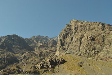 Driving through the windy mountain roads of the High Andes between Chile and Argentina