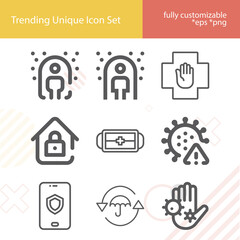 Simple set of interfering related lineal icons.