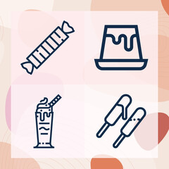 Simple set of dessert related lineal icons