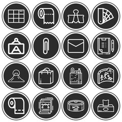 16 pack of gray  lineal web icons set