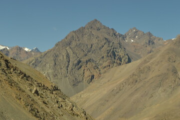 Driving through the windy mountain roads of the high Andes between Chile and Argentina