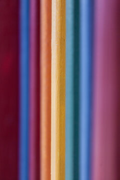 Raiinbow color wooden fence rails